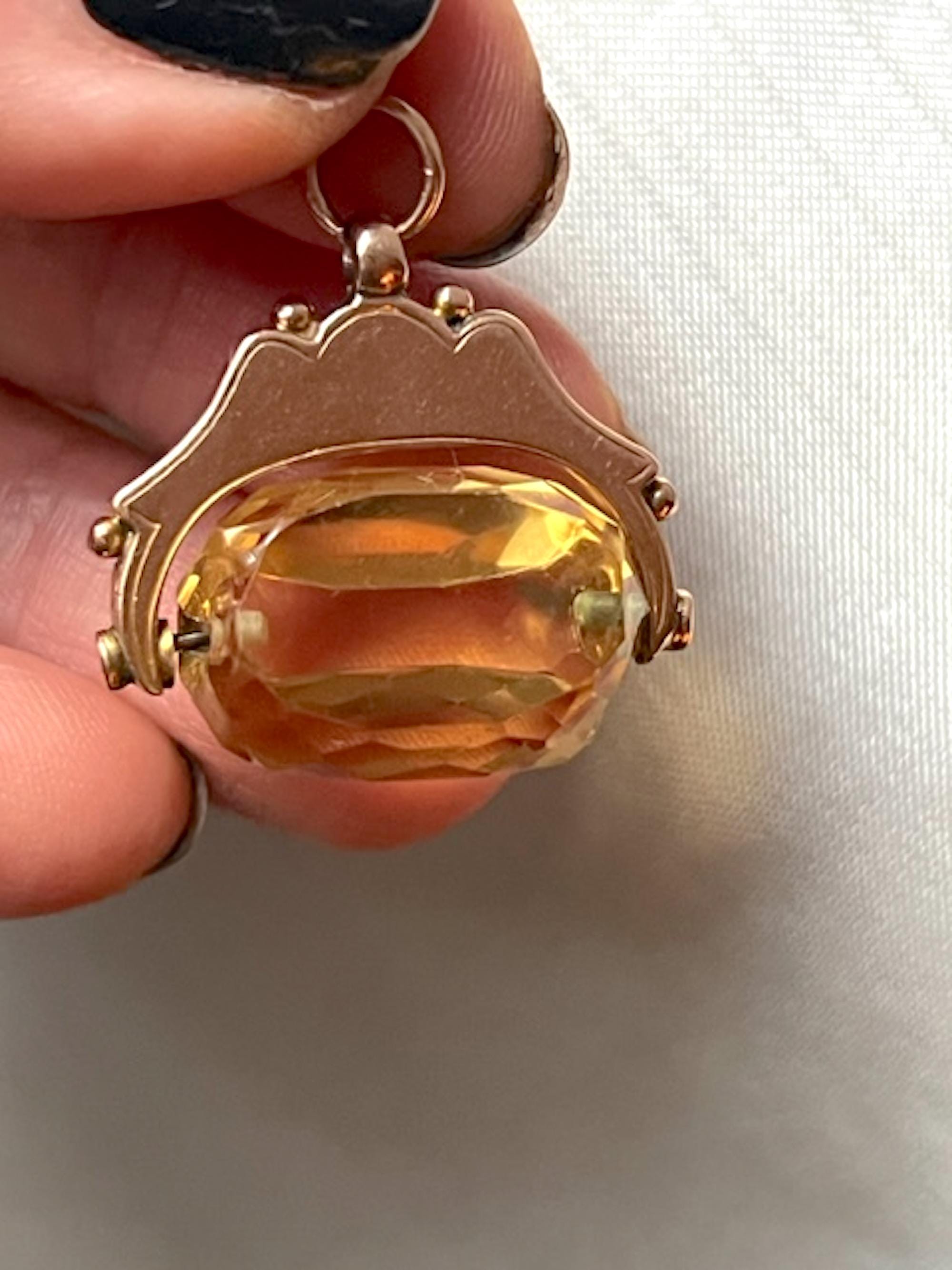 Victorian Citrine Spinner 9k Gold Fob Pendant – Boudoir Vintage