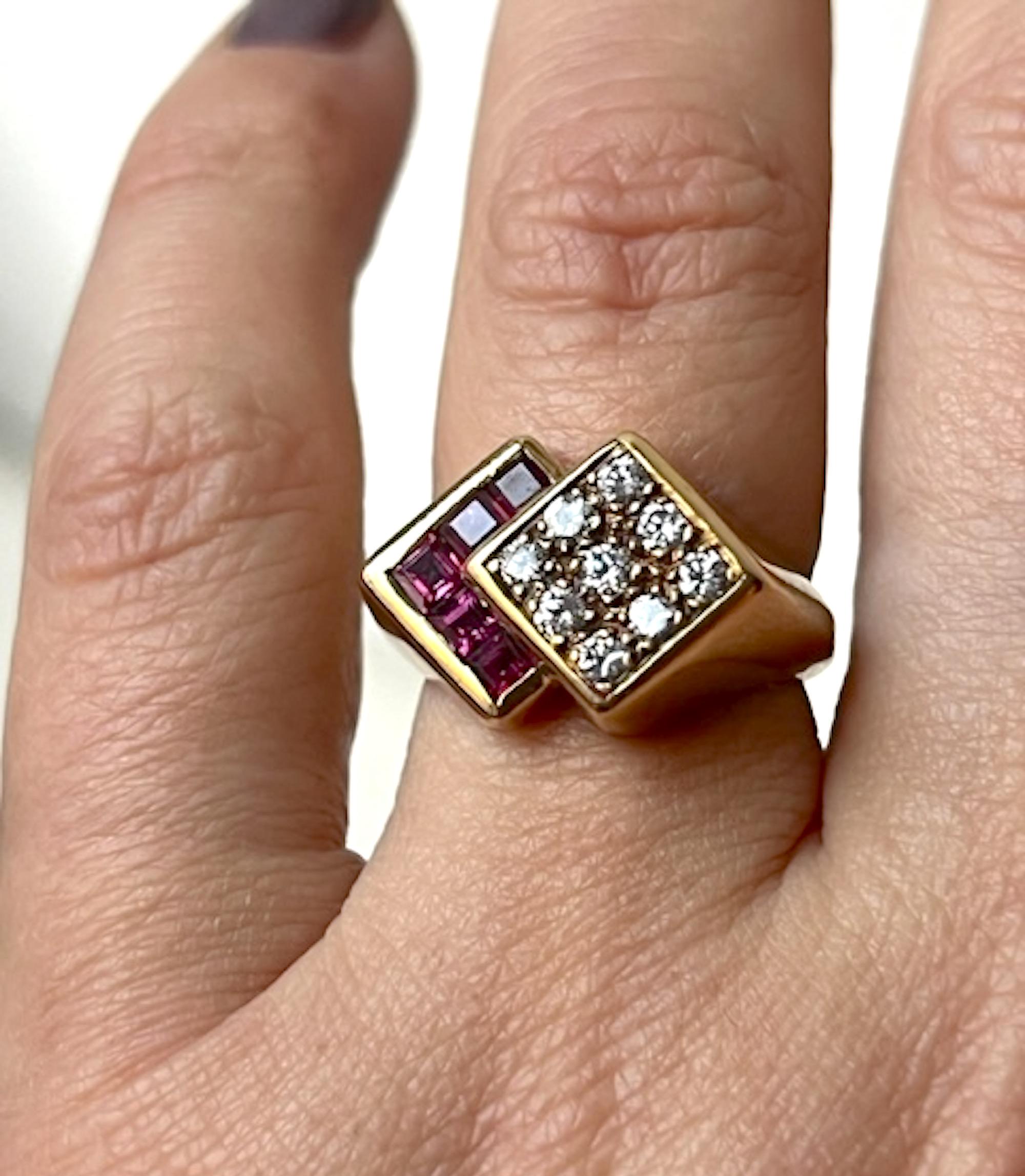 Collection Ejm Art Deco 18k Gold Ruby & Diamonds Ring – Boudoir Vintage Collection